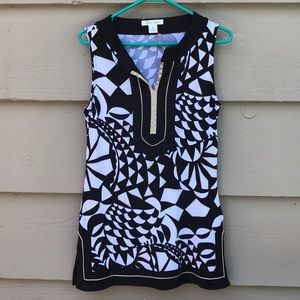 White House Black Market Tunic Medium Black White